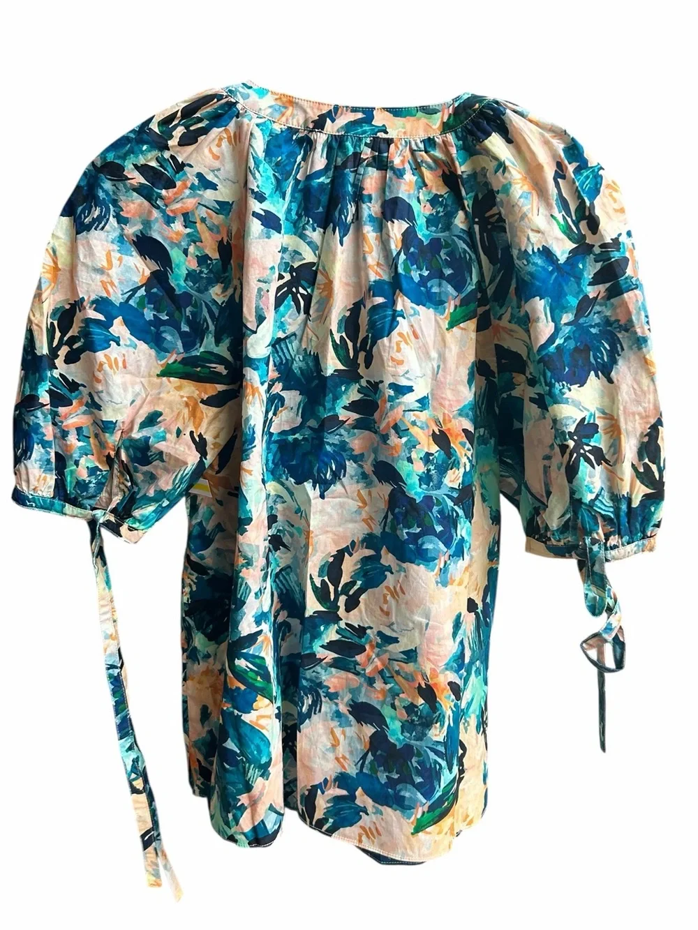 Ulla Johnson Vienne Delphinium Cotton Floral Puff Sleeve Top